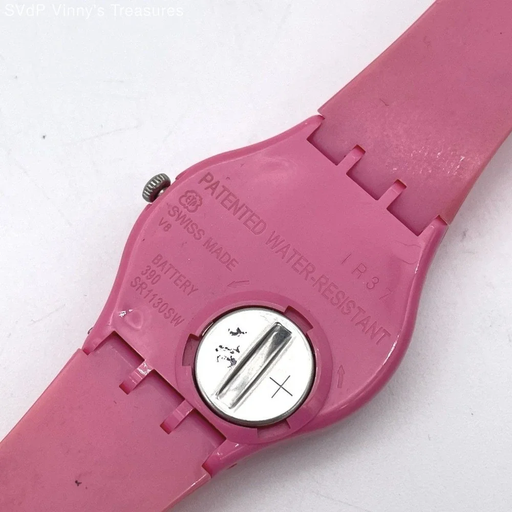 Swatch Women's Magenta Pink Swiss Made Quartz Silicone Strap Analog Watch 2009